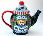 Christmas Ladies Teapot and 2 Mugs