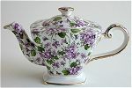 Violet Teapot with Cup and Saucer